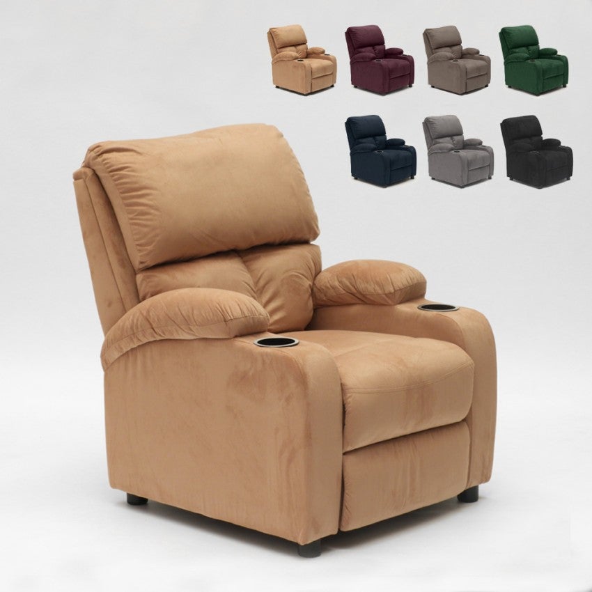 Fauteuil Relax Inclinable En Microfibre Velours Repose Pieds Laura Beige Leroy Merlin