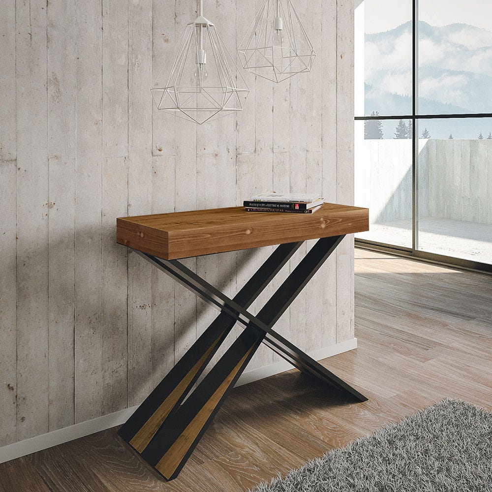 Console Non renseigné Table console extensible en bois de noyer 90x42-302cm  salle à manger Mia Noix