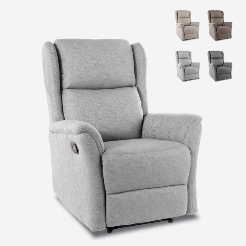 Poltrona Reclinabile Furnhouse Ibbe Design Delta – Girevole 360° In Tessuto Con Poggiapiedi E Poggiatesta Regolabili, Nero