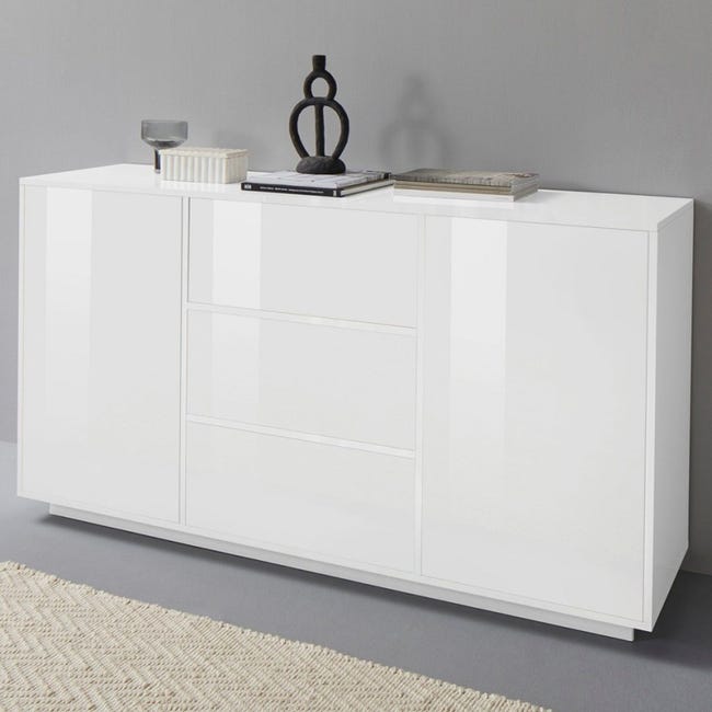 Buffet de salon moderne vaisselier 160cm commode blanche Carat | Leroy  Merlin