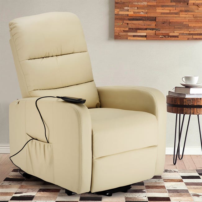 Sillón relax NIZA butaca reclinable manual con palanca, color tostado