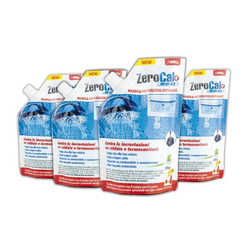 Ricarica liquida anticalcare GEL ZEROCAL+ DOSE per dosatore cf. 4 x 250gr. - 2