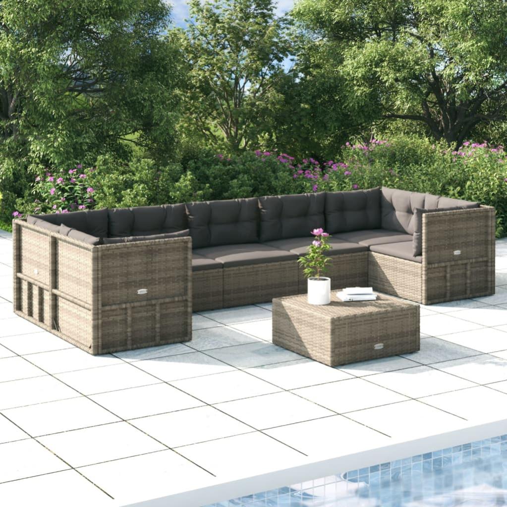 Set Bar Da Giardino VidaXL 7 Pezzi In Polyrattan Nero - Con Tavolo, 6 Sgabelli E Cuscini - Foto 4