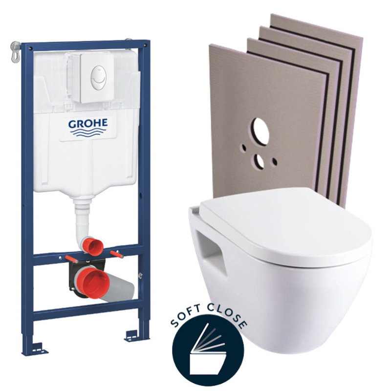 Grohe Pack WC Bâti support Rapid SL + Cuvette Serel SM10 +