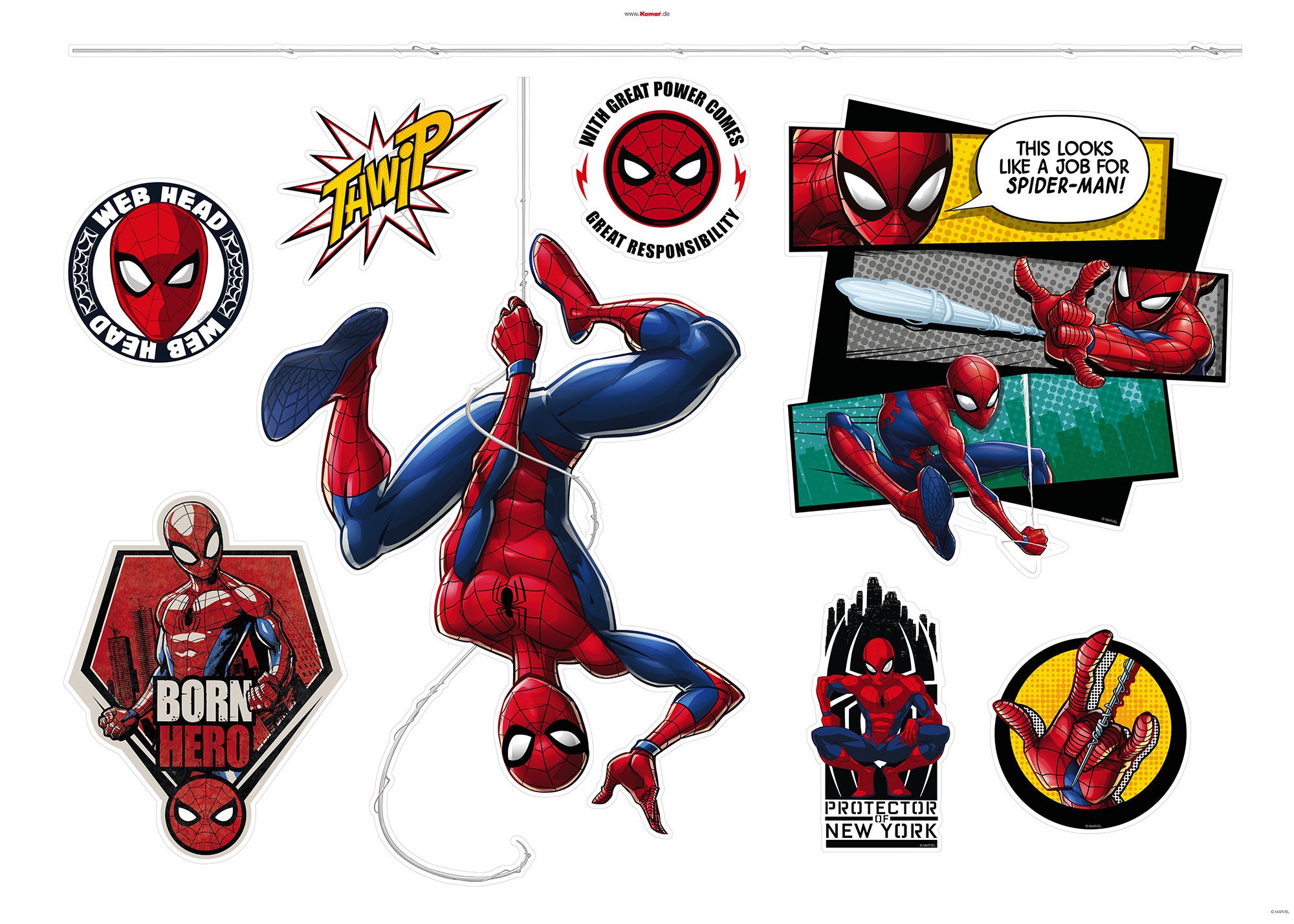 Stickers muraux de Komar - Marvel - Avengers Action - 8 pièces