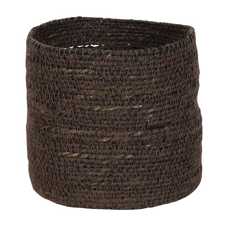 Macetero decorativo de yute redondo 18 x 18 cm chocolate