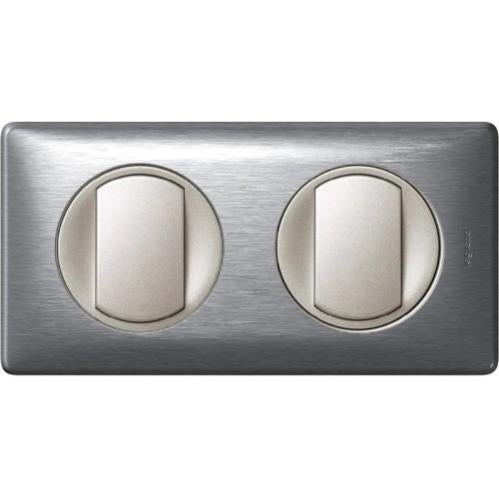 Double Interrupteur 2 postes Céliane Aluminium Non Legrand - 2