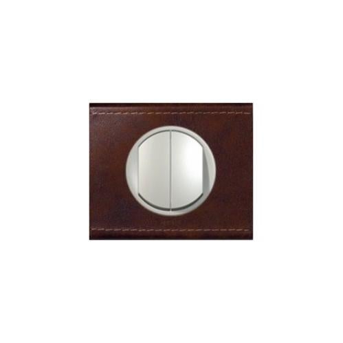 Plaque Double Céliane Legrand Couleur Cuir Lie De Vin - Neuf, Diamètre 71 Mm