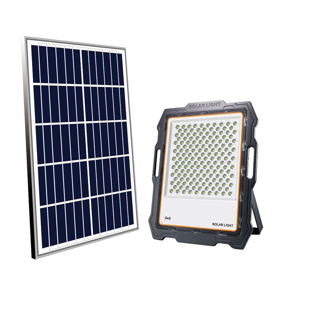Faro a led 200 watt da esterno ricaricabile con pannello solare con  crepuscolare ip66 adatto per giardino cortile terra