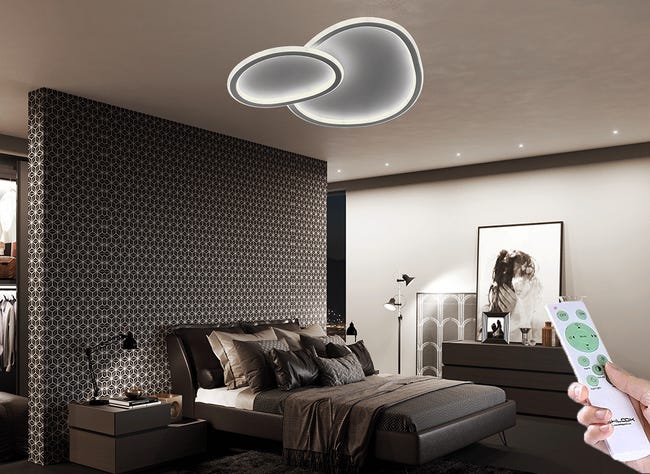 Plafoniera a led da interno moderna a soffitto lampadario per camera da  letto salone soggiorno solotto cucina 45w bluetooth