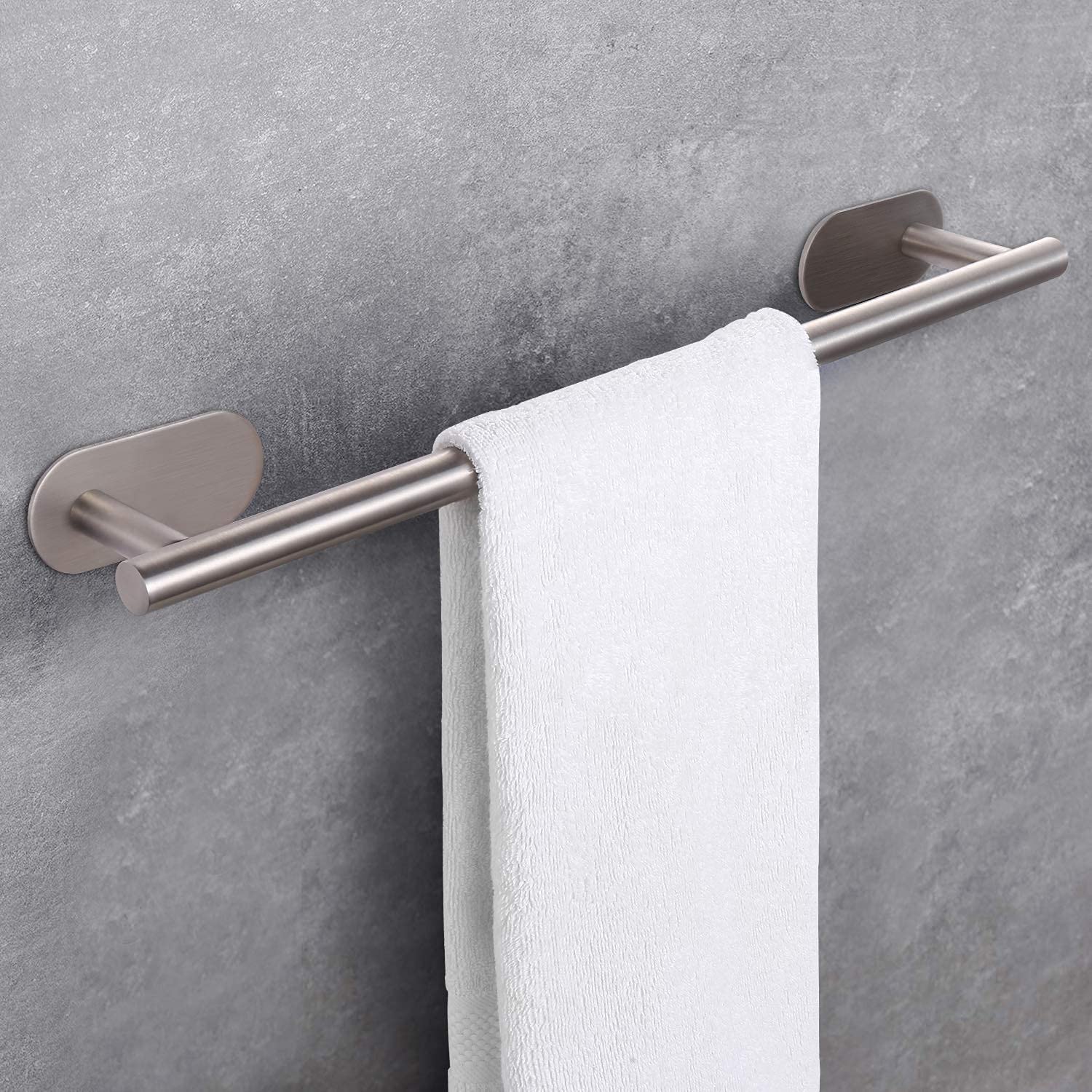 Porte-serviette pour salle de bains adhésif ou installé avec