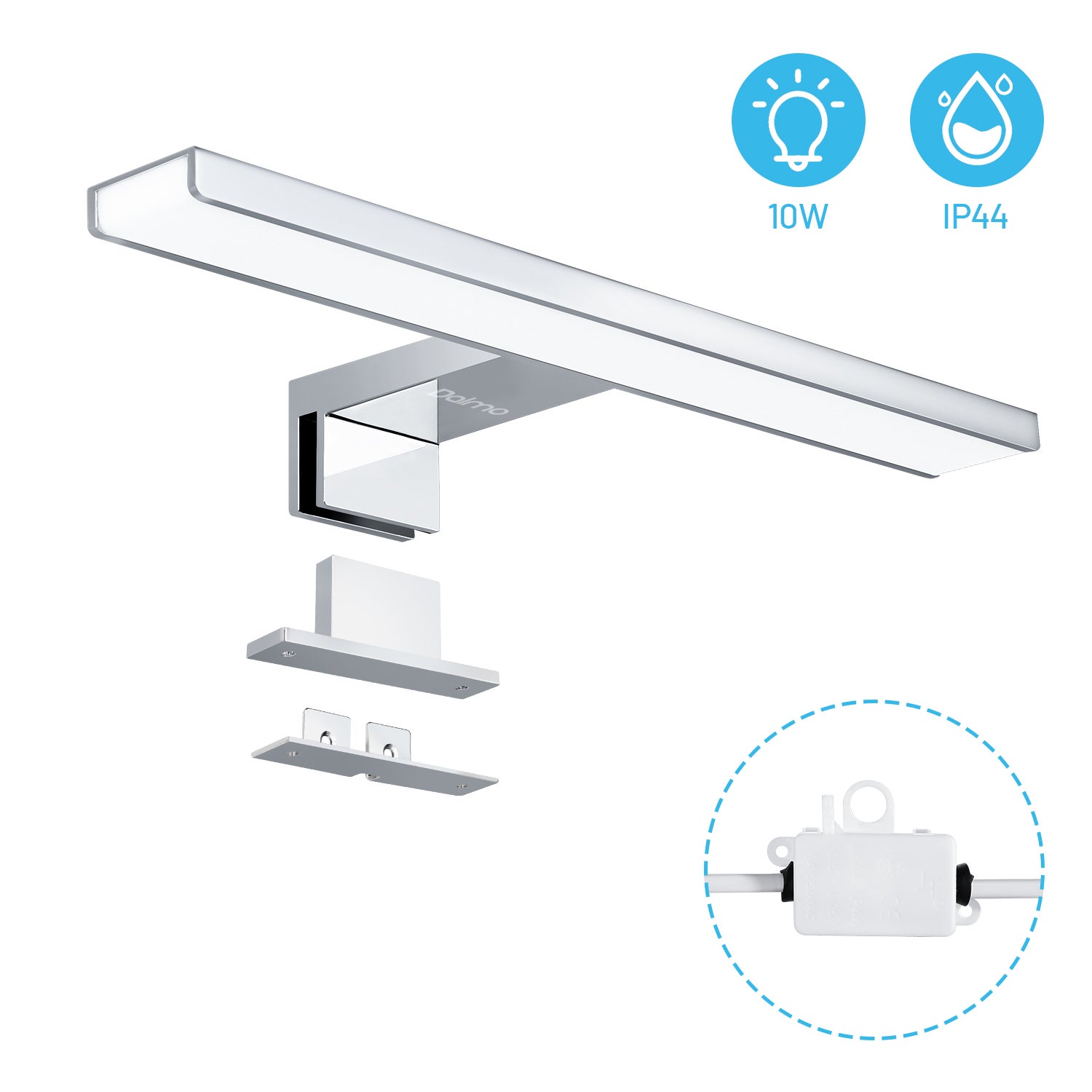 DALMO Lampe de Miroir Spot à fixer sur miroir LED de 30 cm pour Salle de Bains 4000K 650 LM, à