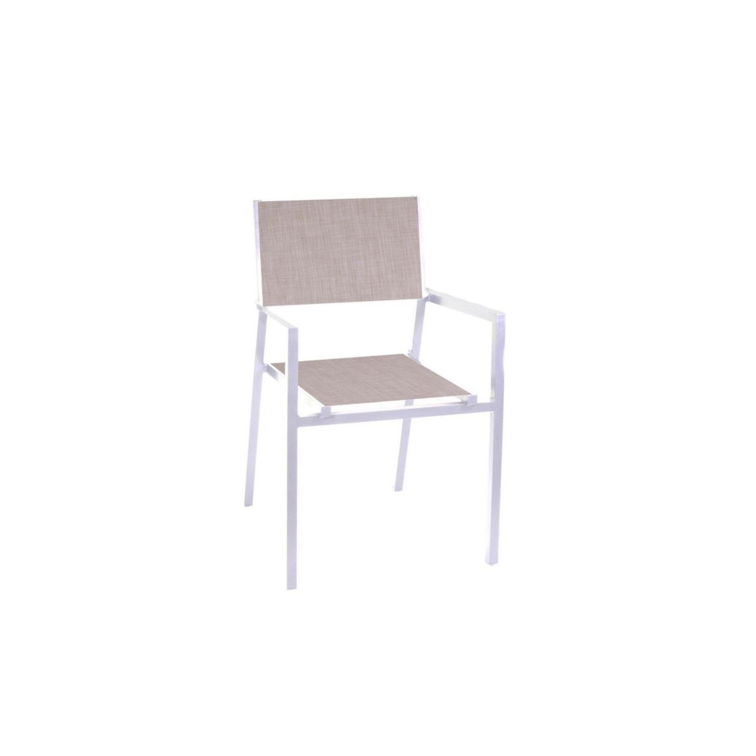 Set 4 Sedie CATAS in Resina Effetto Rattan da Esterno con Braccioli Impilabile