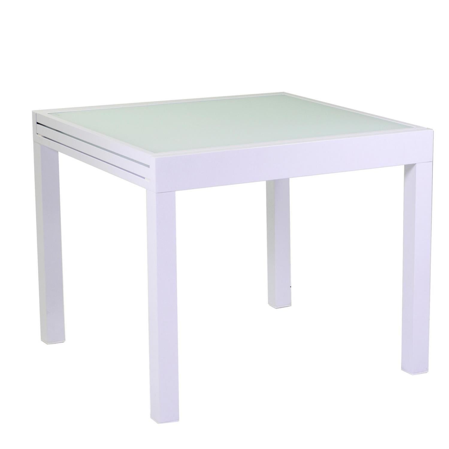Table de jardin extensible Blanc 90/180x90 cm h 75 cm en Aluminium mod. Boise Leroy Merlin