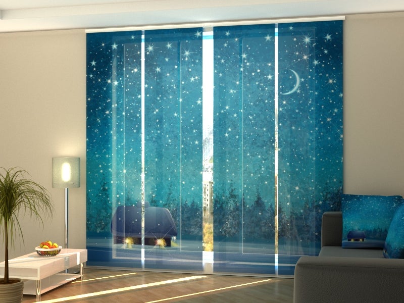 Set di 4 Tende a Pannello Scorrevole - Cielo di Febbraio - 60x225 cm