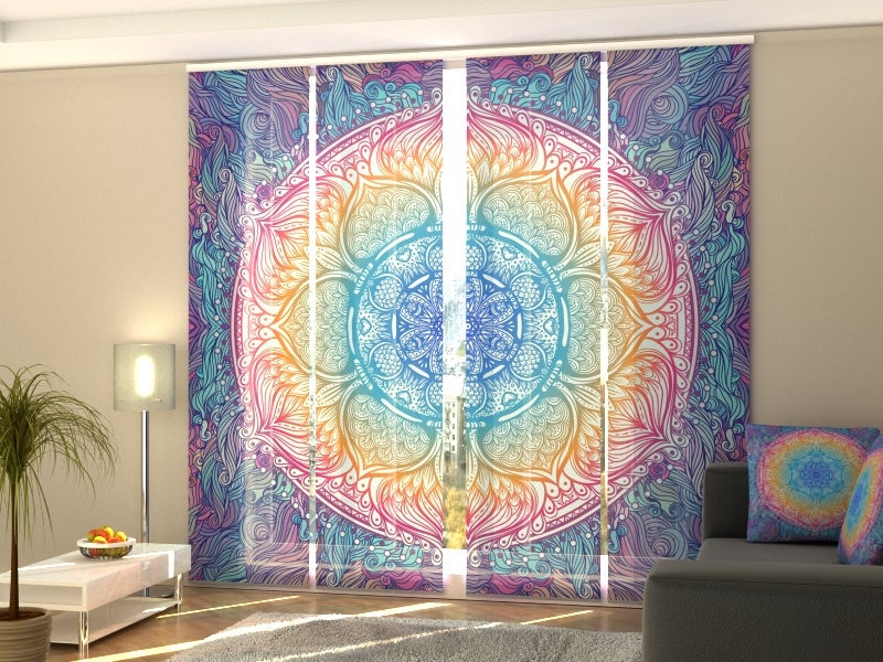 Set di 4 Tende a Pannello Sorrevole - Mandala Indiano - 70x270 cm