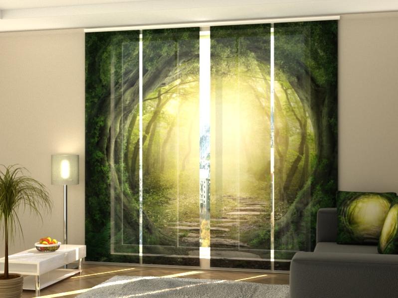 Pannello Tenda Scorrevole In Micro Raso 245x60 Cm, Con Binario, Colore Viola, Opaco - 2