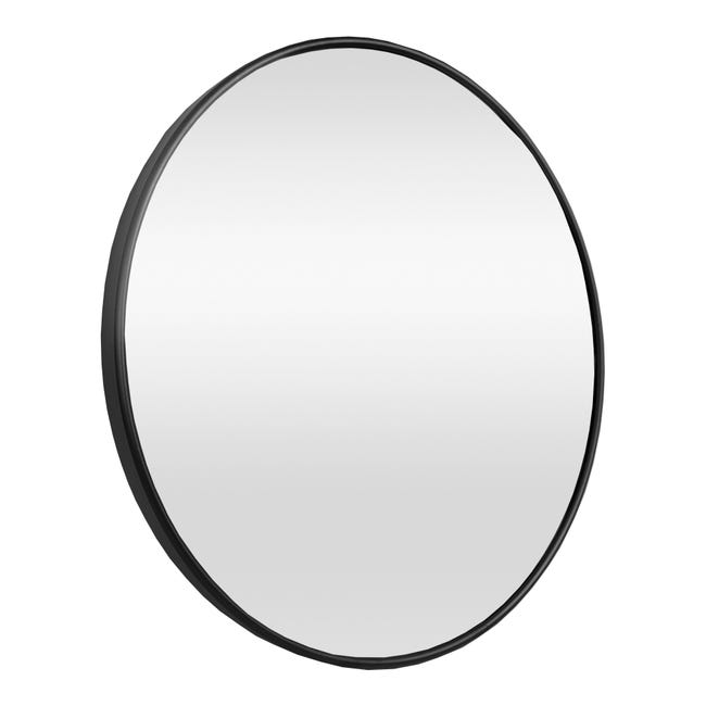 HOMCOM Specchio Rotondo da Parete Moderno in Lega di Alluminio, Ø61cm Nero