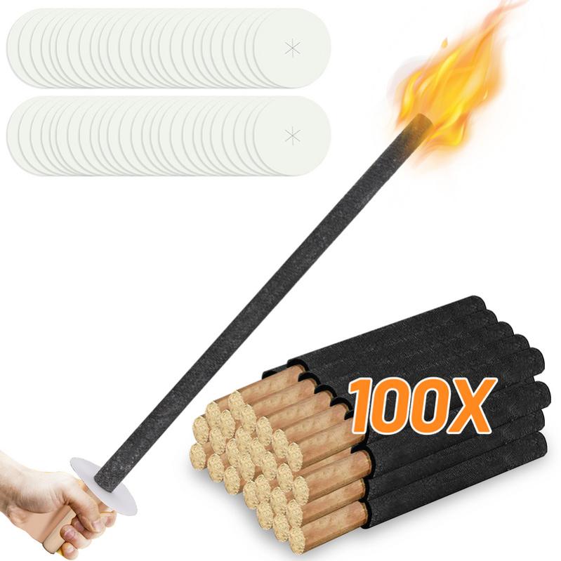 Lot 10 Torches De Cire Yakimz 100 Min - Avec Protection Mains Et Manche Long Pour Extérieur