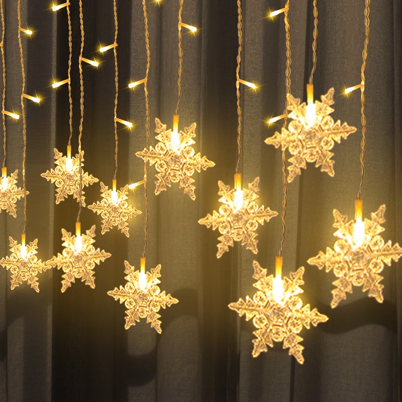 Rideau lumineux LED flocon de neige intérieur rideau lumineux extérieur  décoration de Noël fête, blanc froid