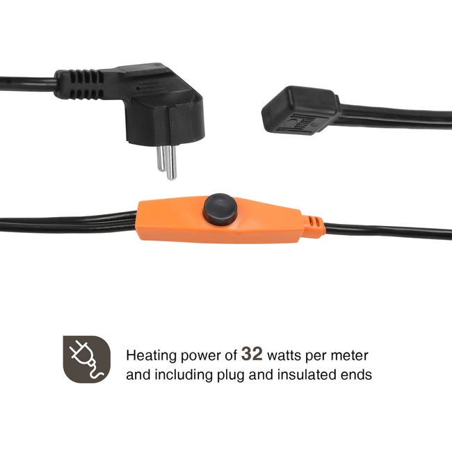 Câble chauffant - 2 m - 32 W - avec thermostat antigel - D27500