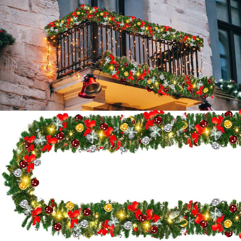 Guirlande De Noël 10 M Vert Et Blanc - Décorative Pour Sapin, Escalier, Cheminée Et Fête - Artificiel - Maison