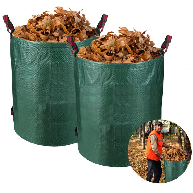 Sacs à Déchets De Jardin XXL 272L - Lot De 3 Sacs + Gants + Sac De Rangement - Résistants, Imperméables - Pour Feuilles, Herbe, Branches - 8