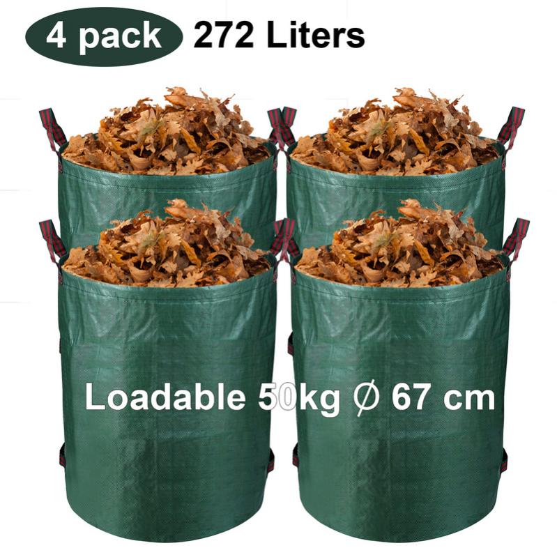 KESSER Sac De Jardin 272L X3 Avec Gants - Sacs à Feuilles Robuste Pliable Avec 4 Poignées