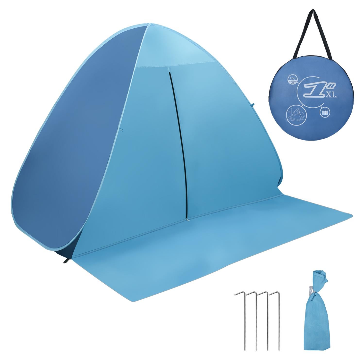 Tente De Plage Pop-up – Protection UV 50+ – Pour 1 Personne – Double Fermeture éclair – Légère 1,1 Kg – Dimensions 150 X 115 X 100 Cm