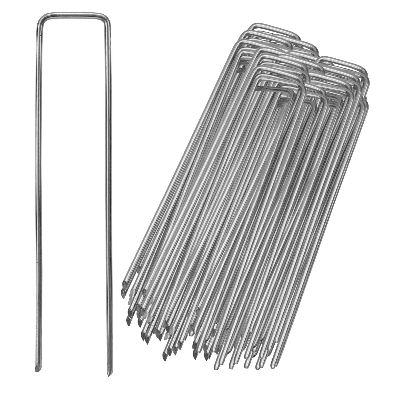 Lot De 50 Piquets D'ancrage Galvanisés – Forme U, 150x40x3 Mm, Pour Tente, Toile, Gazon, Camping