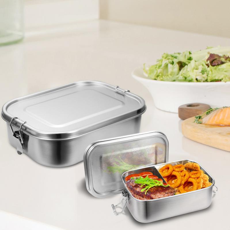 Niiyen Boîte à Lunch En Acier Inoxydable 2 Couches 1800ml - Conteneur Alimentaire Portable Avec Poignée Pour Bureau, Voyage Et École