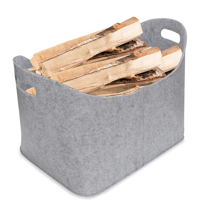 Sac à bois de chauffage en feutre panier à bois XL panier à bois de  chauffage sac en feutre pour bois de chauffage journaux 44 x 31 x 34cm gris