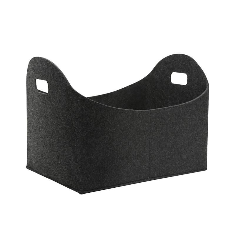 Panier à bûches XXL pour bois de cheminée, avec poignées de transport, en feutre extra épais, pour ranger du bois de chauffage et des journaux (55 x 32 x 40 cm, gris