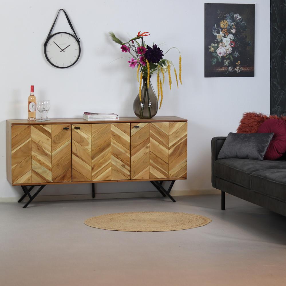 Hunter Buffet Industriel Bois Acacia 160x40x76cm Leroy Merlin