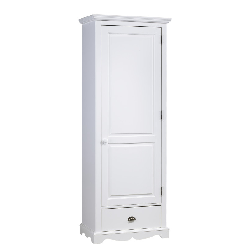 Armoire Blanche Style Anglais 1 Porte 1 Tiroir L 70 H 186 P