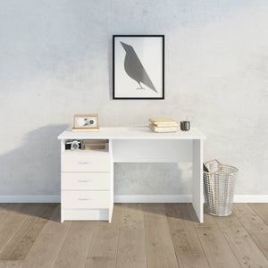 Scrivania Per Computer In Legno Cassetto Ripiano Tavolo Porta PC Gambe In  Metallo Desk Ufficio Soggiorno Camera Design 110x75x50 cm Bianco E Rovere