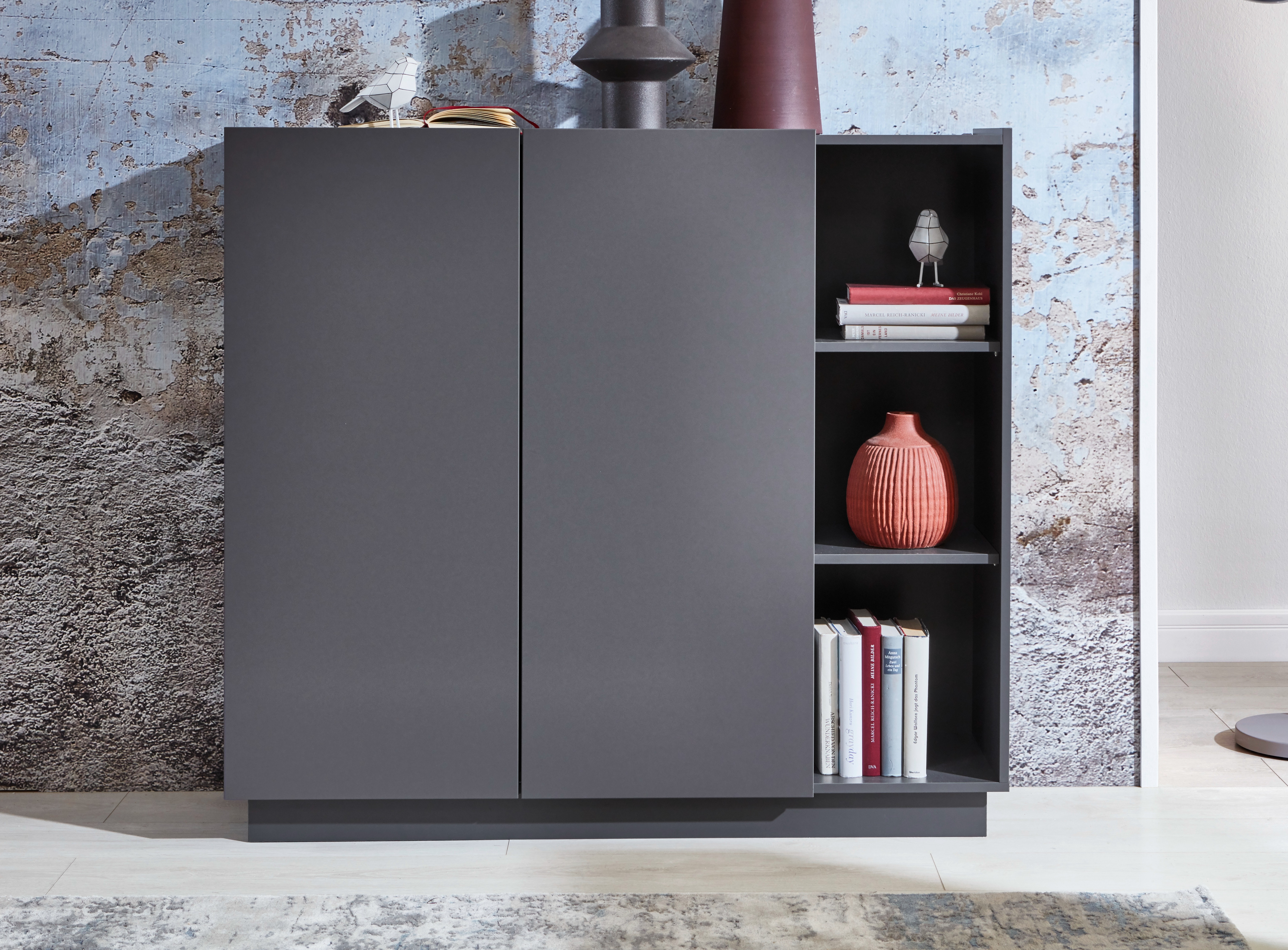 Meuble de rangement 2 portes laqué gris mat Telak 120 cm Leroy Merlin