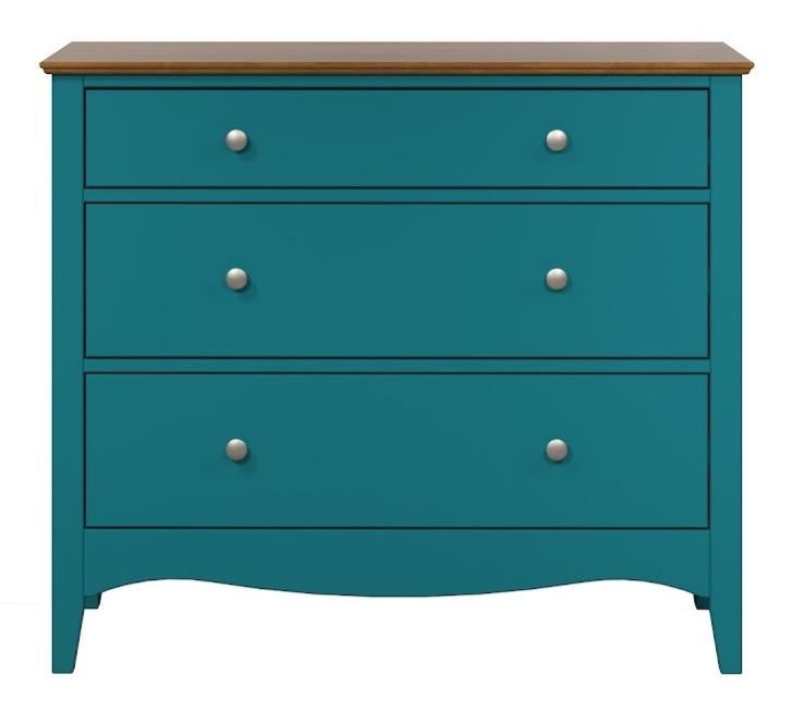 Meuble de rangement 3 tiroirs bois massif bleu et naturel Elisa Leroy