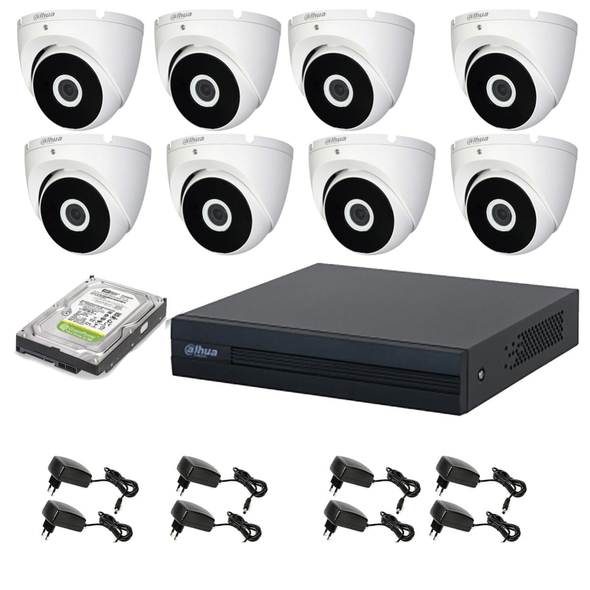 KIT Videosorveglianza Analogico Dahua DVR XVR 8 Canali 8 Telecamere Dual Light Microfono 2 Mp Hdd 1tb 86597627