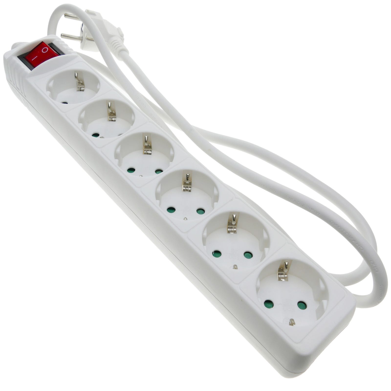 Regleta de 4 enchufes schuko blanco con interruptor individual