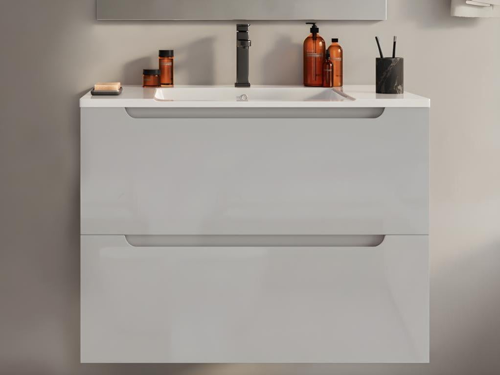 Meuble simple vasque suspendu - Blanc - 80 cm - STEFANIE | Leroy Merlin