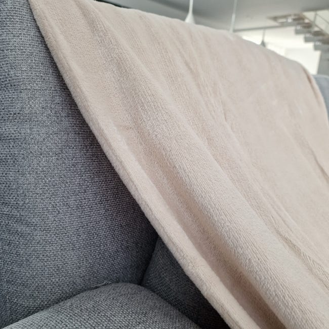Acomoda Textil - Manta de Sedalina 220x240 cm. Manta Cálida, Transpirable,  Suave y Ligera para Sofá, Cama y Viaje. (Beige)
