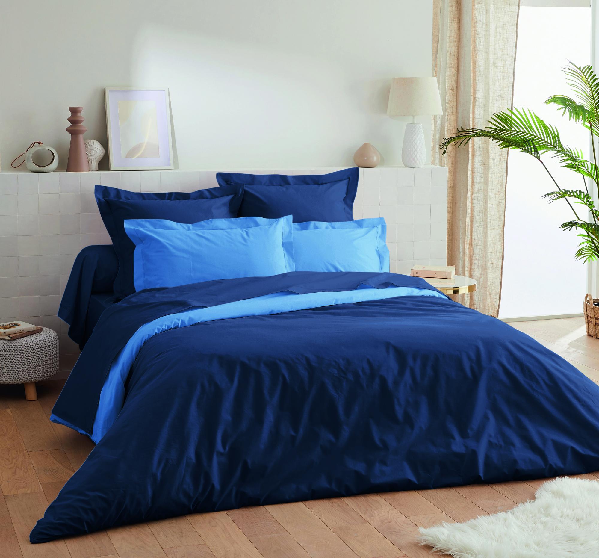 Housse de couette percale 80 fils - 200x200 - marine pervenche - LIGNE