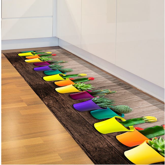 Traves de cocina, Alfombra de cocina lavable, antideslizante, PVC  resistente, diseño MosaicoDove, 52 x 50 cm