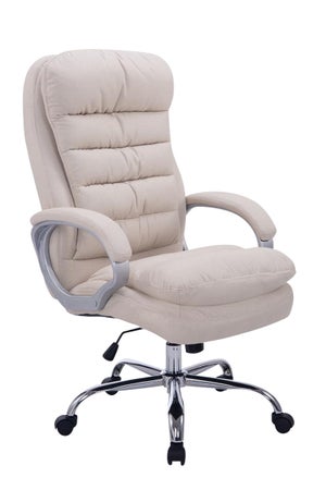 Fauteuil chaise de bureau sur roulettes XXL pivotante jusqu'à 220kg  synthétique crème beige 04_0001915