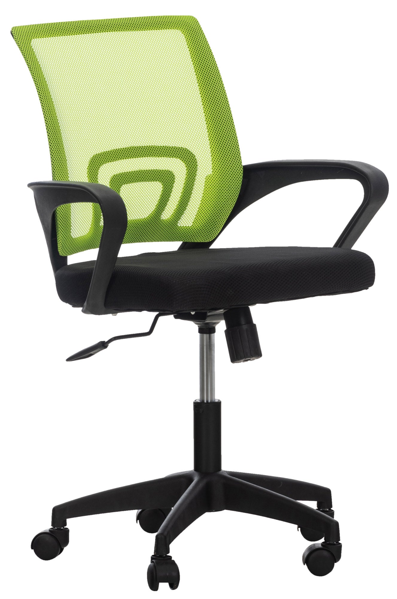 Poltrona da ufficio girevole in tessuto nero con supporto ergonomico bianco  - Australe