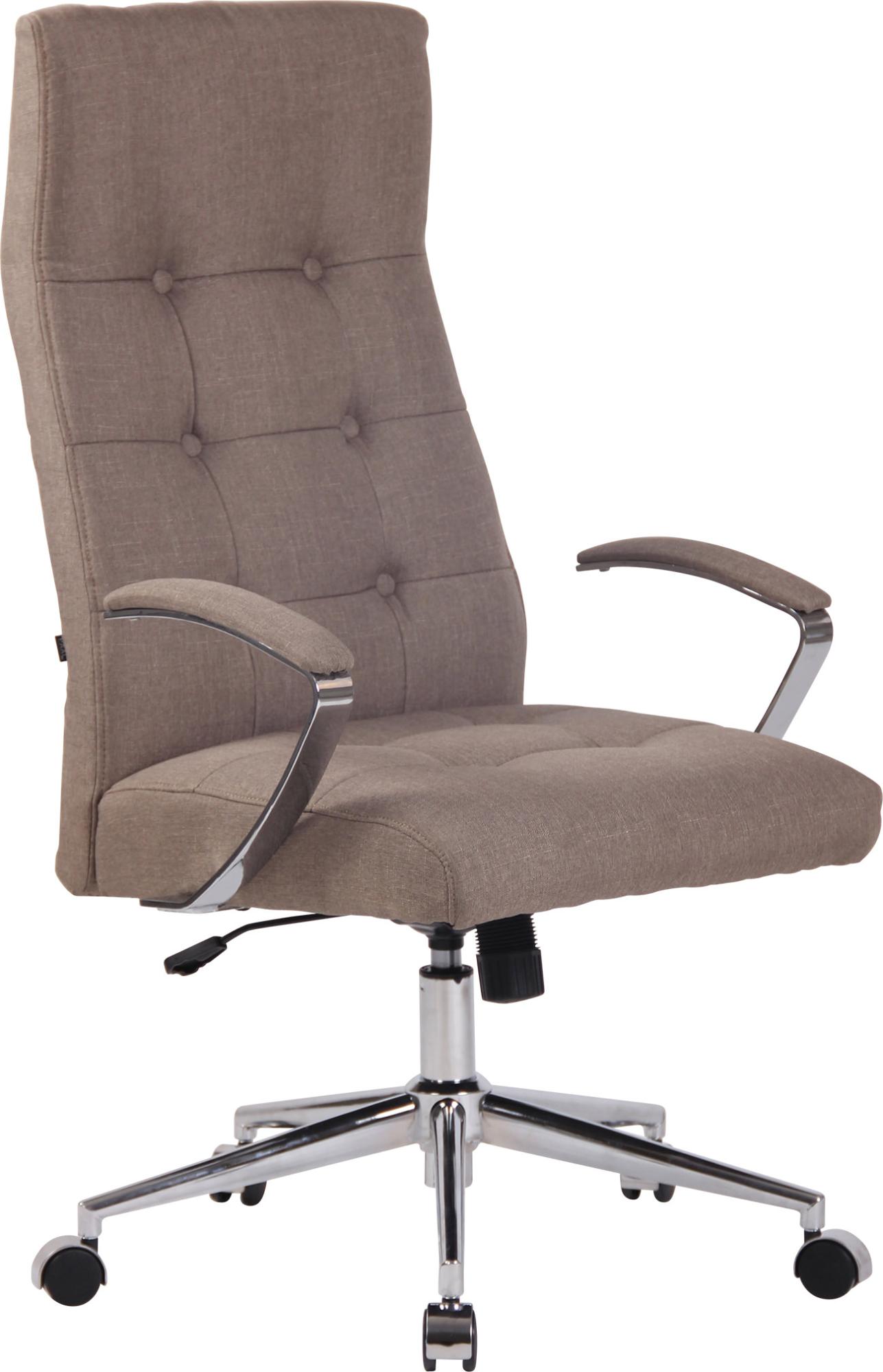 Silla de oficina fynn tapizada en tela o simil cuero gris topo|tela