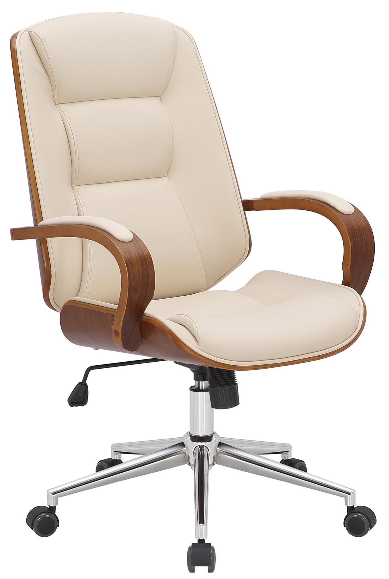 Sedia da ufficio CLASSY, Compatta e Versatile, in Pelle Crema