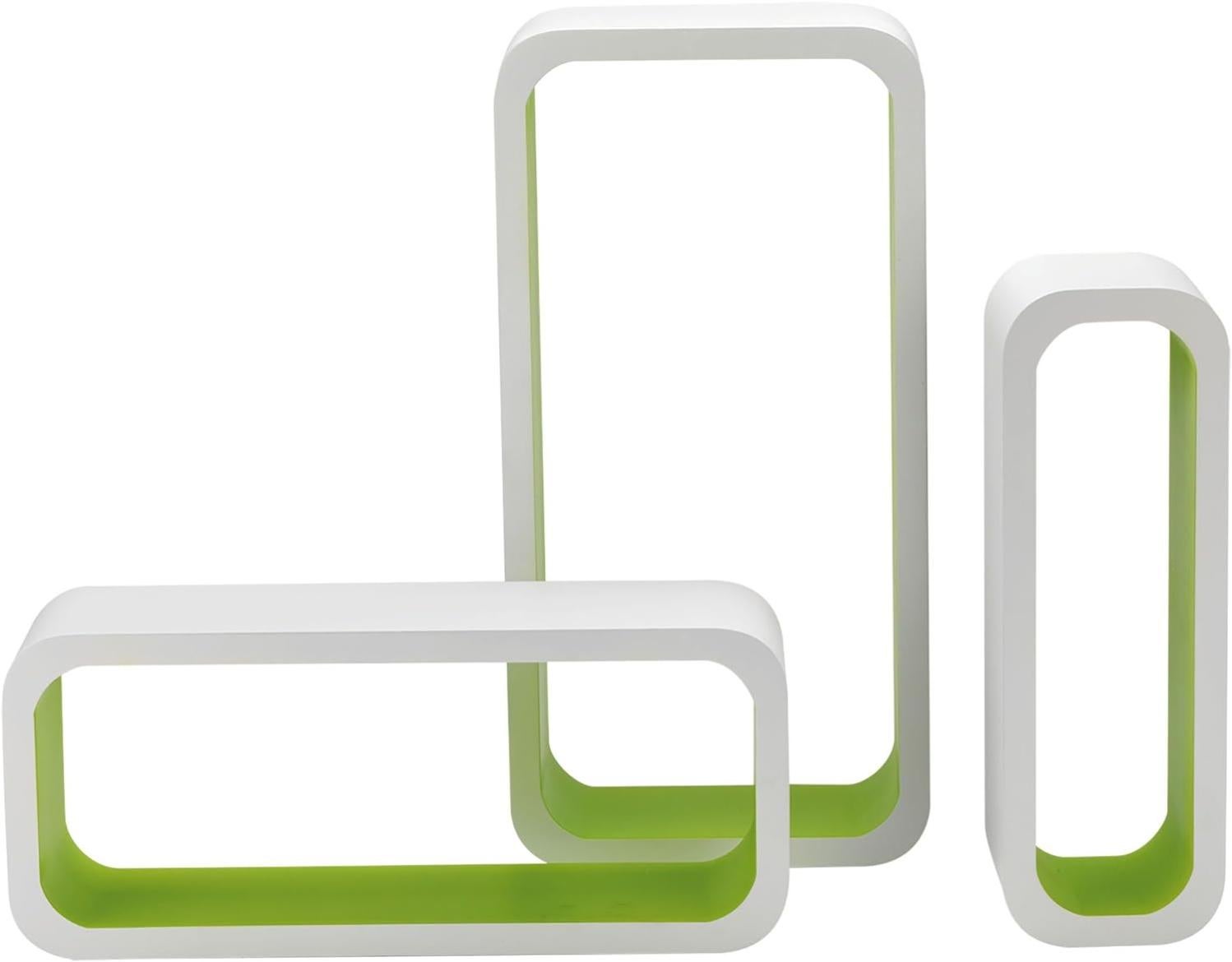 Set 3 Mensole Rettangolari King Home - MDF Bicolore Bianco/Verde - Foto 5