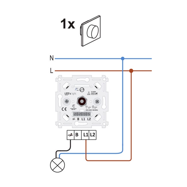 Interruptor regulador de luz LED regulable con control giratorio